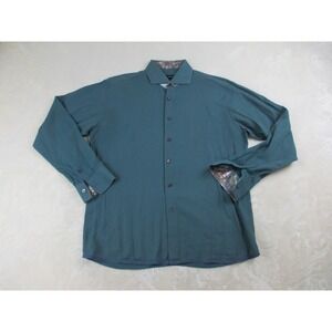 Bogosse Shirt Mens 6 XL Green Button Up Long Sleeve Flip Cuff Cotton‎ Casual*